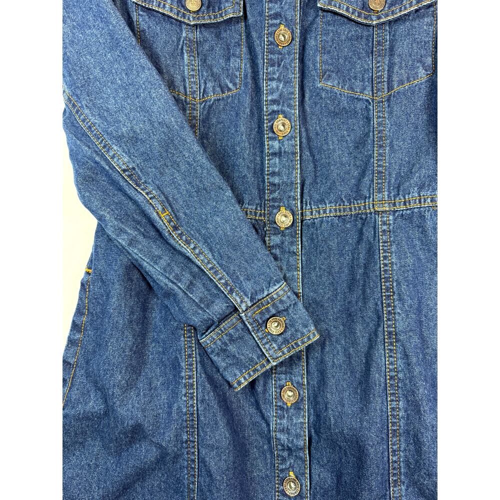 Frye Denim Shirt Dress Women XS Western Coastal Cowgirl Utility Mini Pockets - Picture 4 of 14